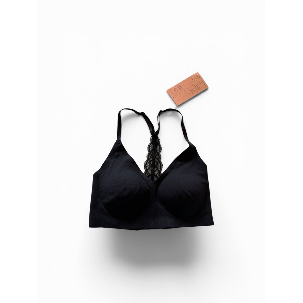 NWT True & Co. True Body Lace Racerback Bralette Bra Black Sz XS